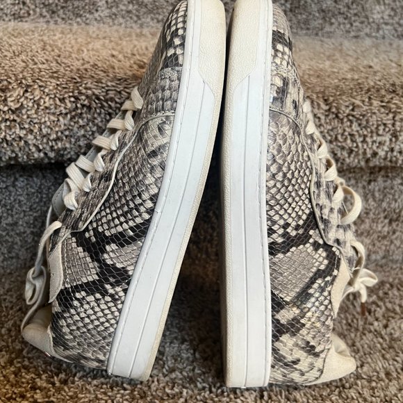 Michael Kors Women's Embellished Snake Embossed Leather Sneaker Shoes - Picture 10 of 15